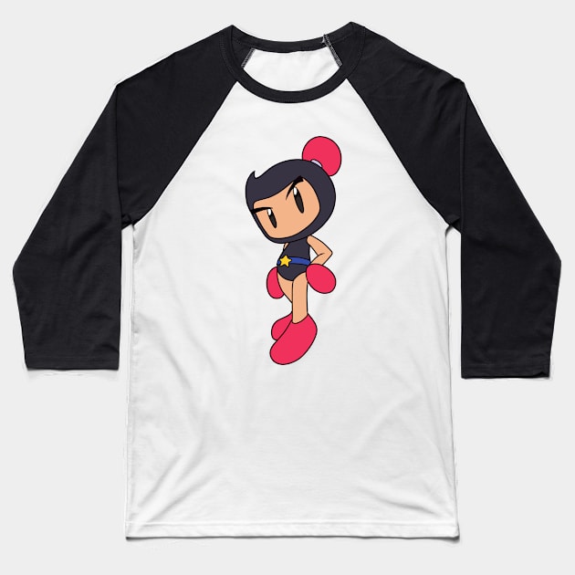 Black - Super Bomberman R Baseball T-Shirt by SailorBomber